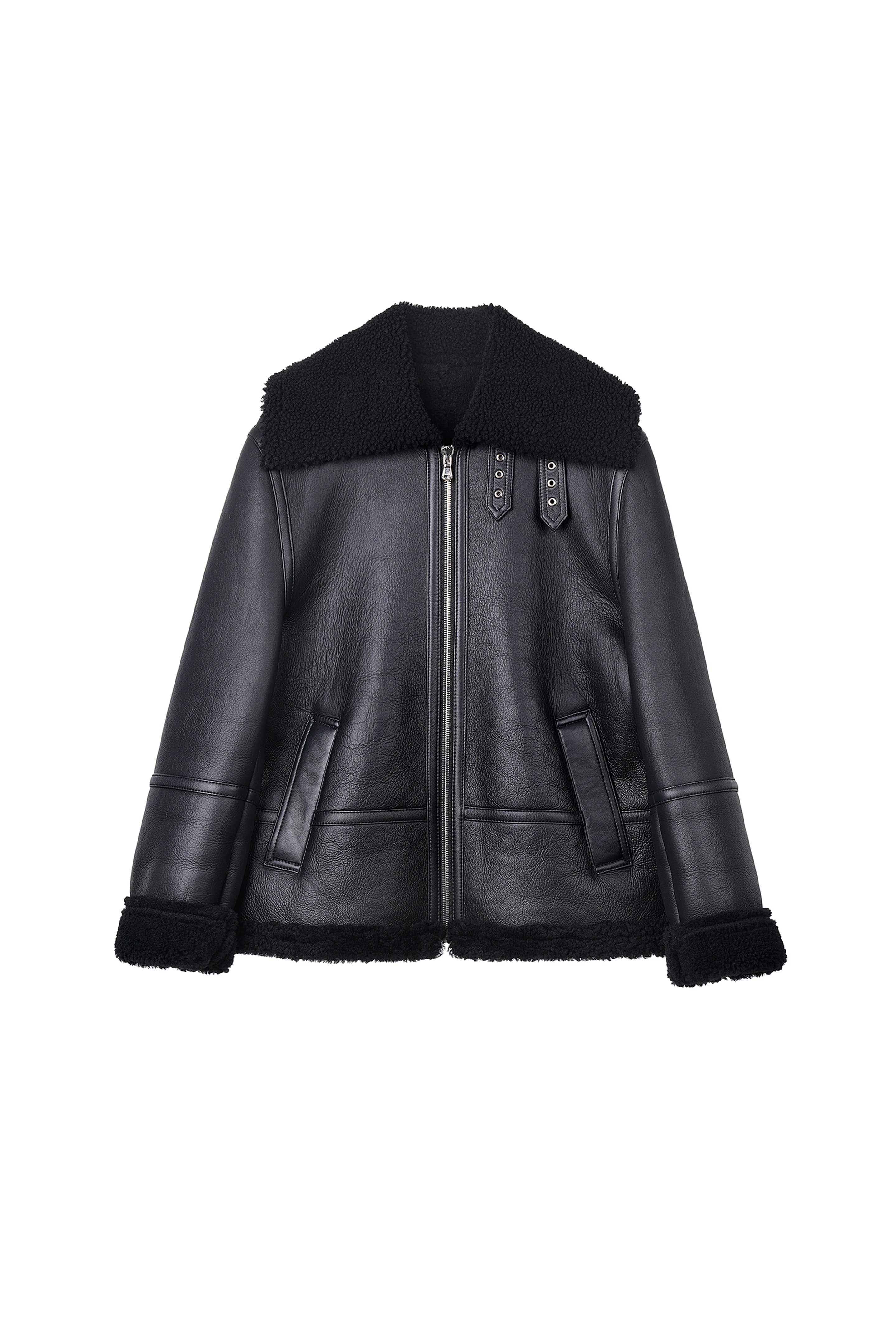 Black Leather shearing Jacket