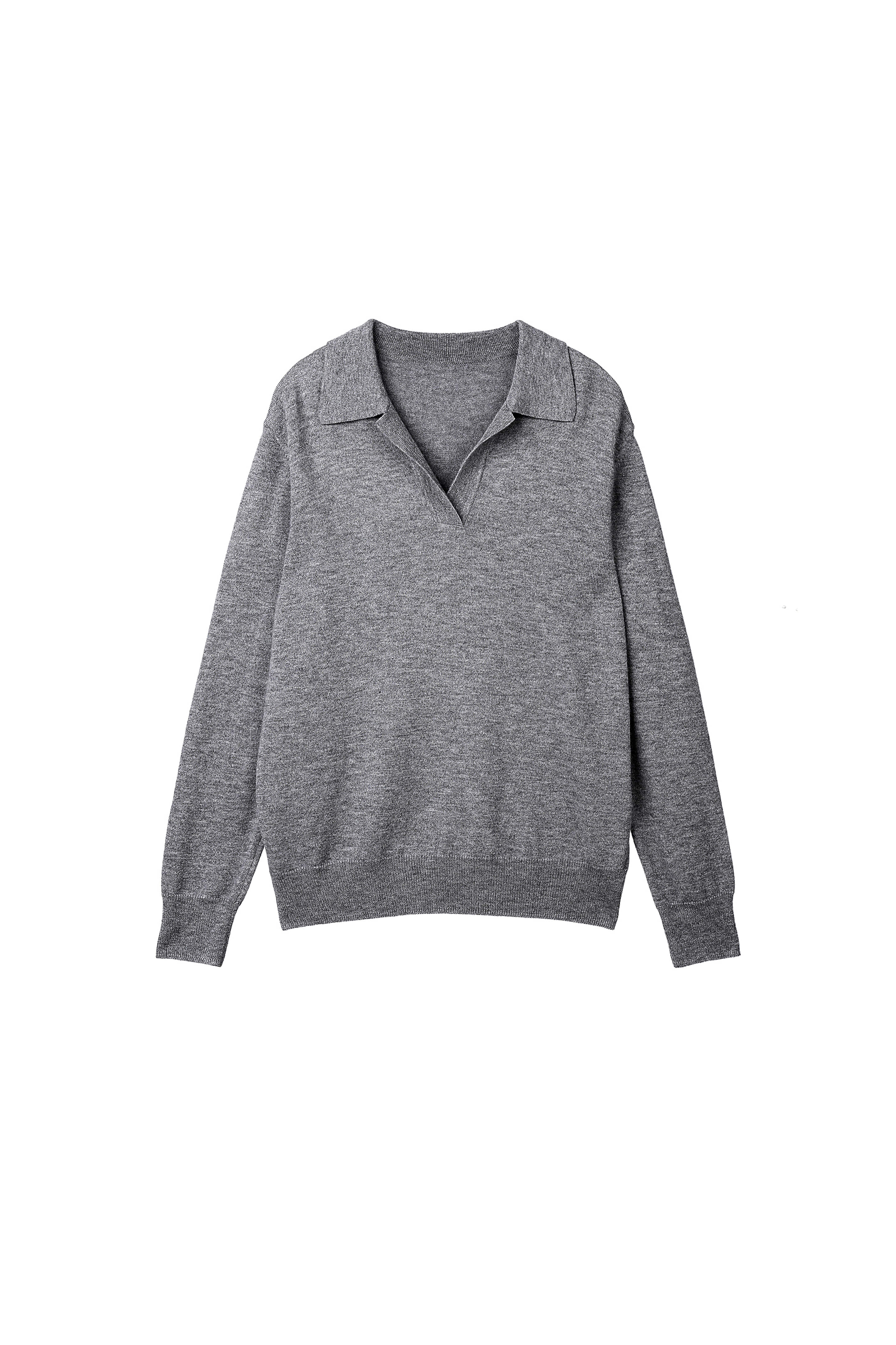 2nd) Knitted Collar Pull-over M.Grey