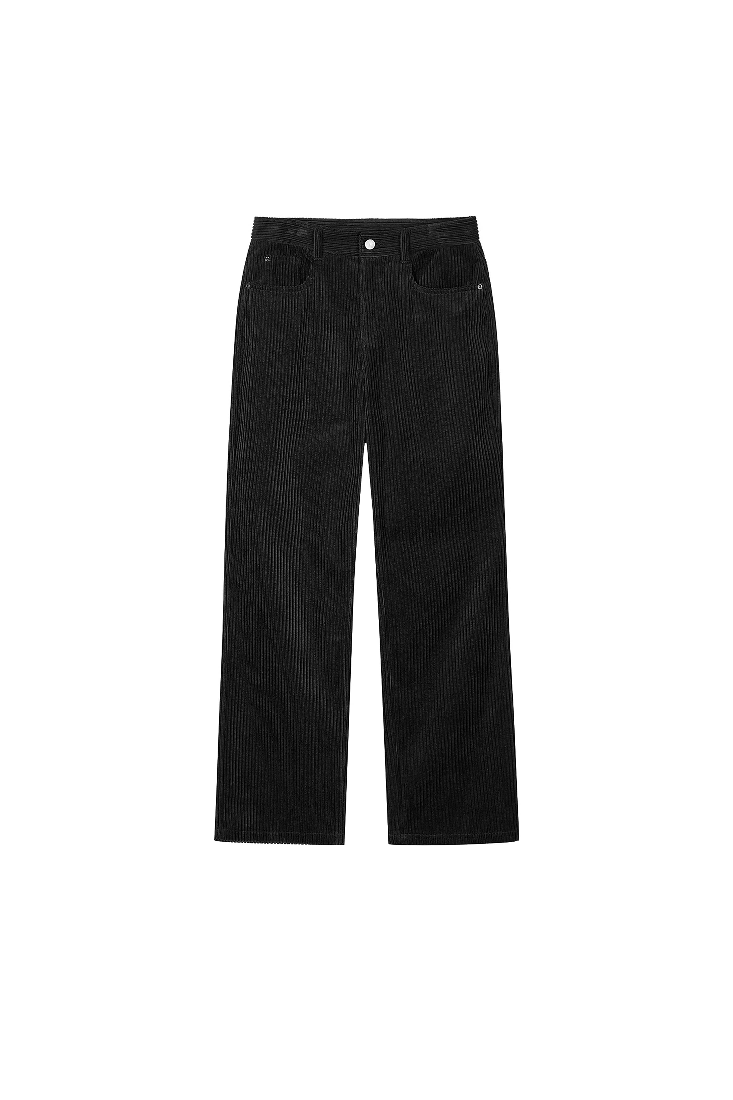 Wide Straight fit Washed Corduroy Black