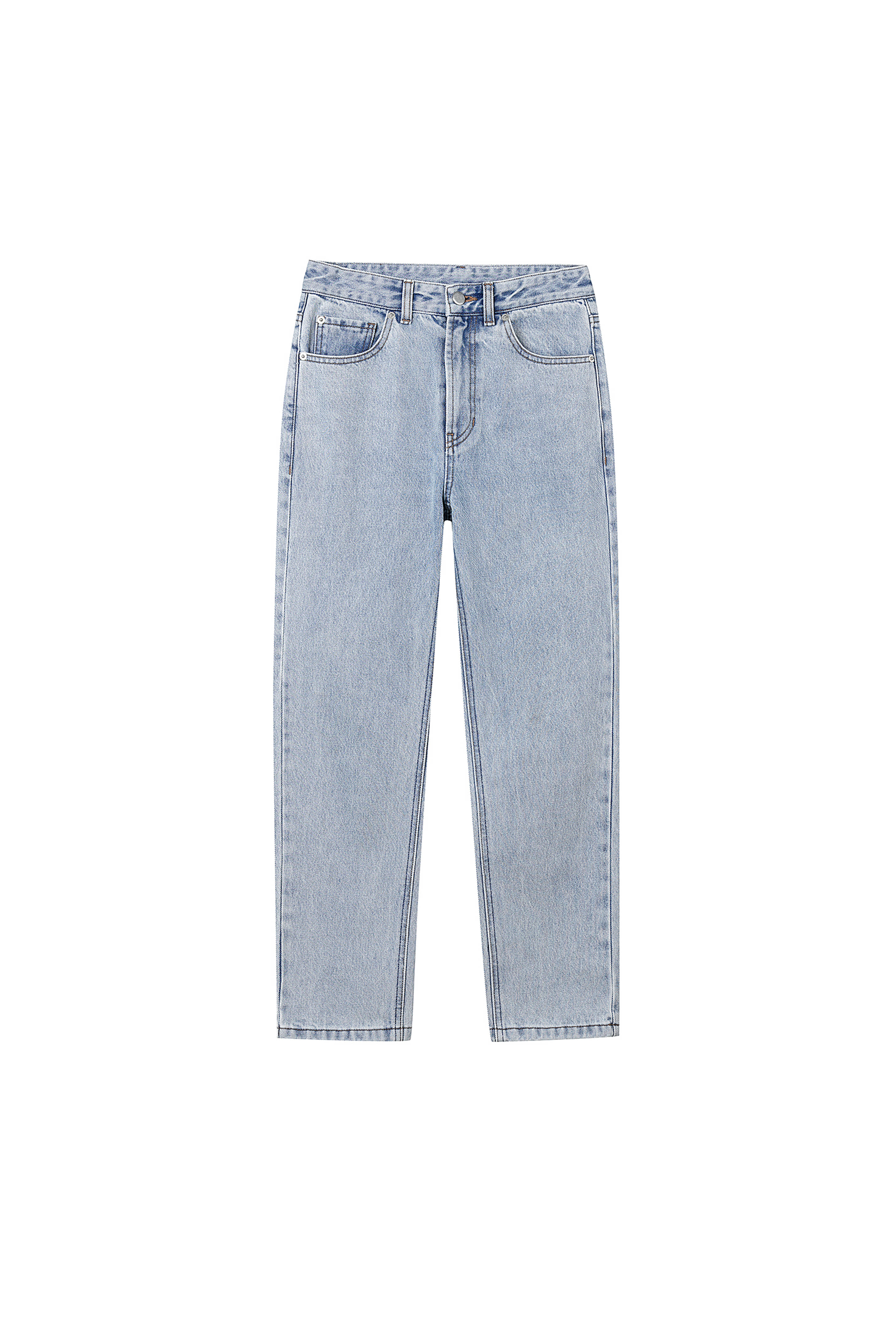 4th) Midrise Cropped Jeans Hand Brushed L.Blue
