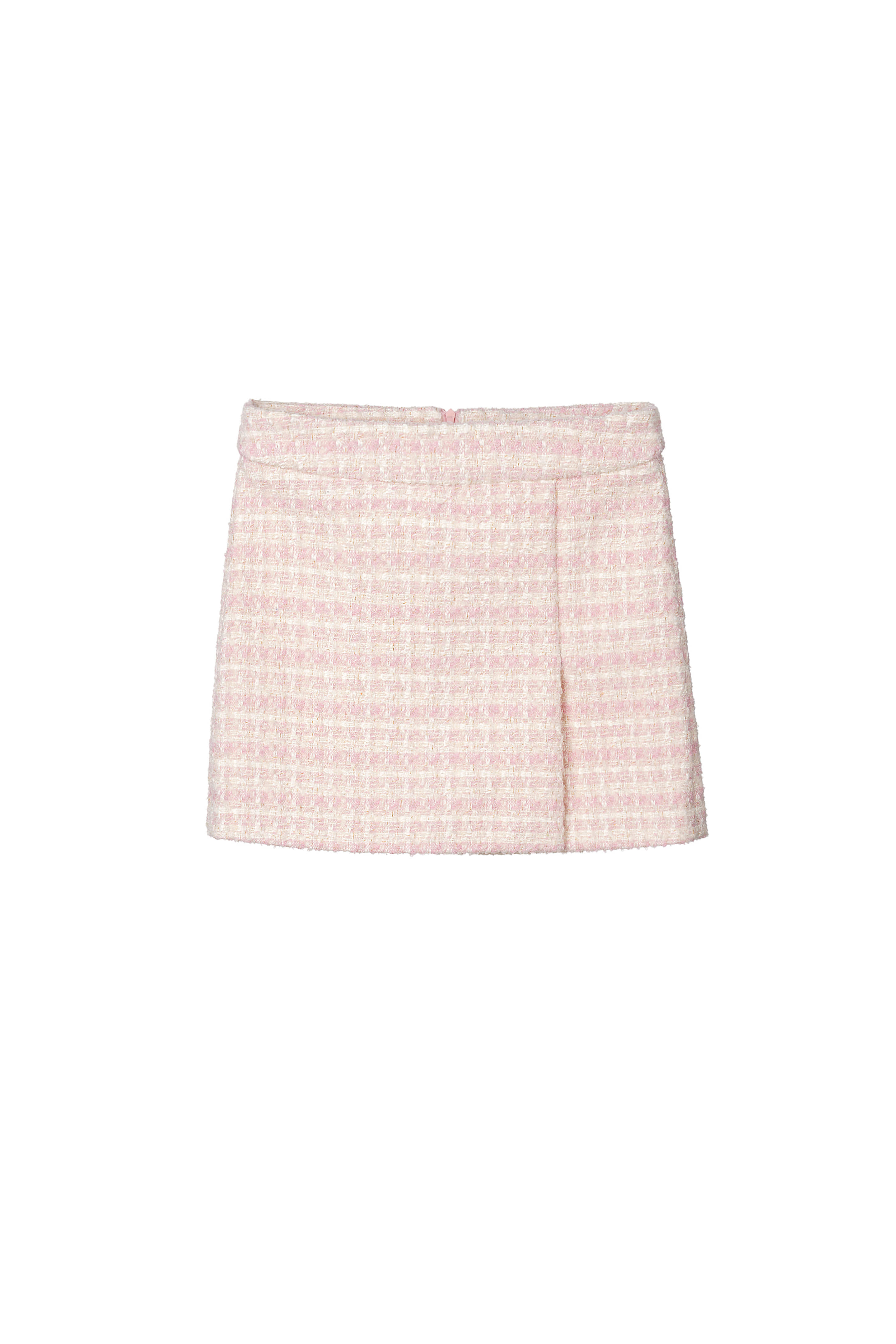 Marché Houndtooth Tweed Skirt Baby Pink