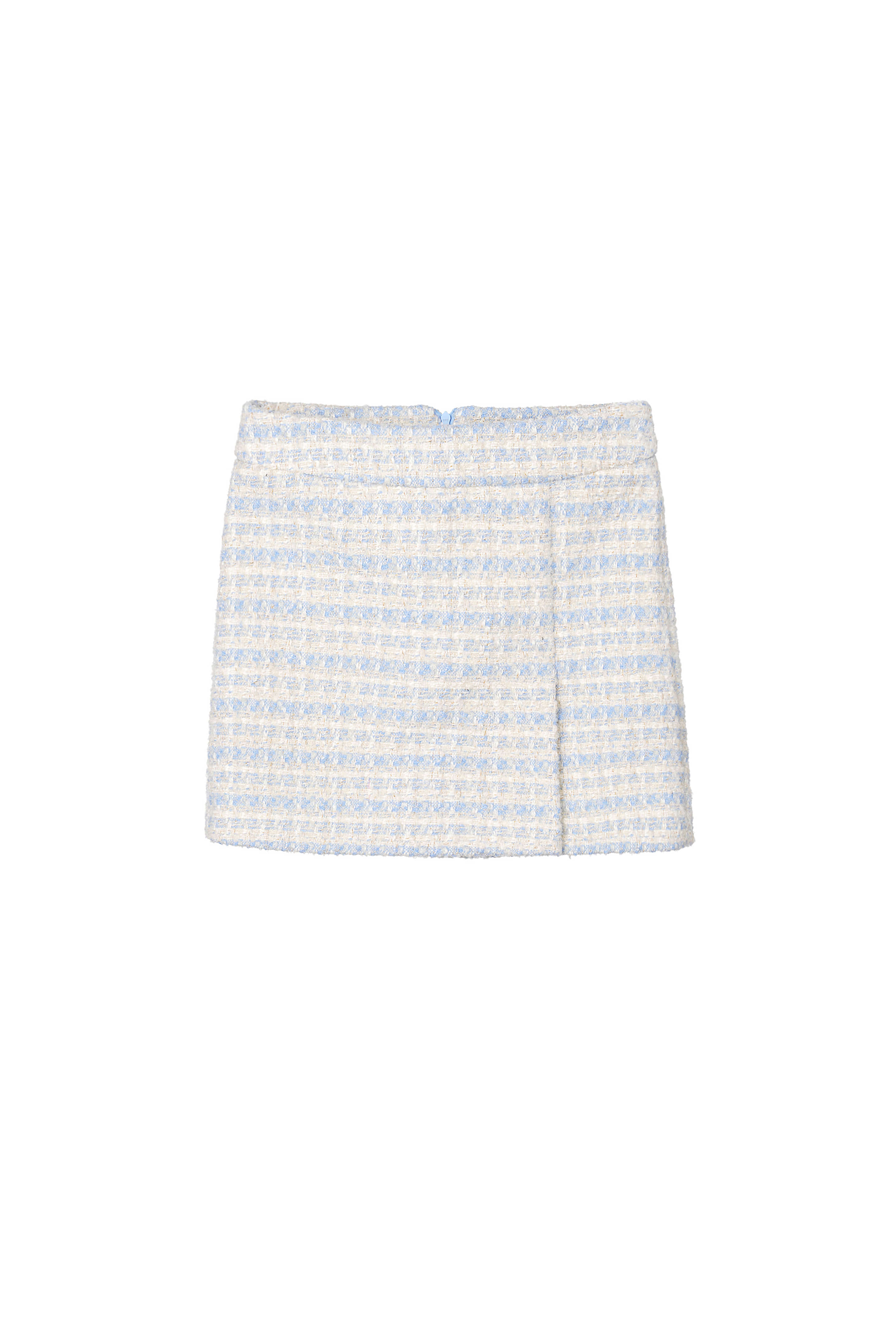 Marché Houndtooth Tweed Skirt Milk Blue