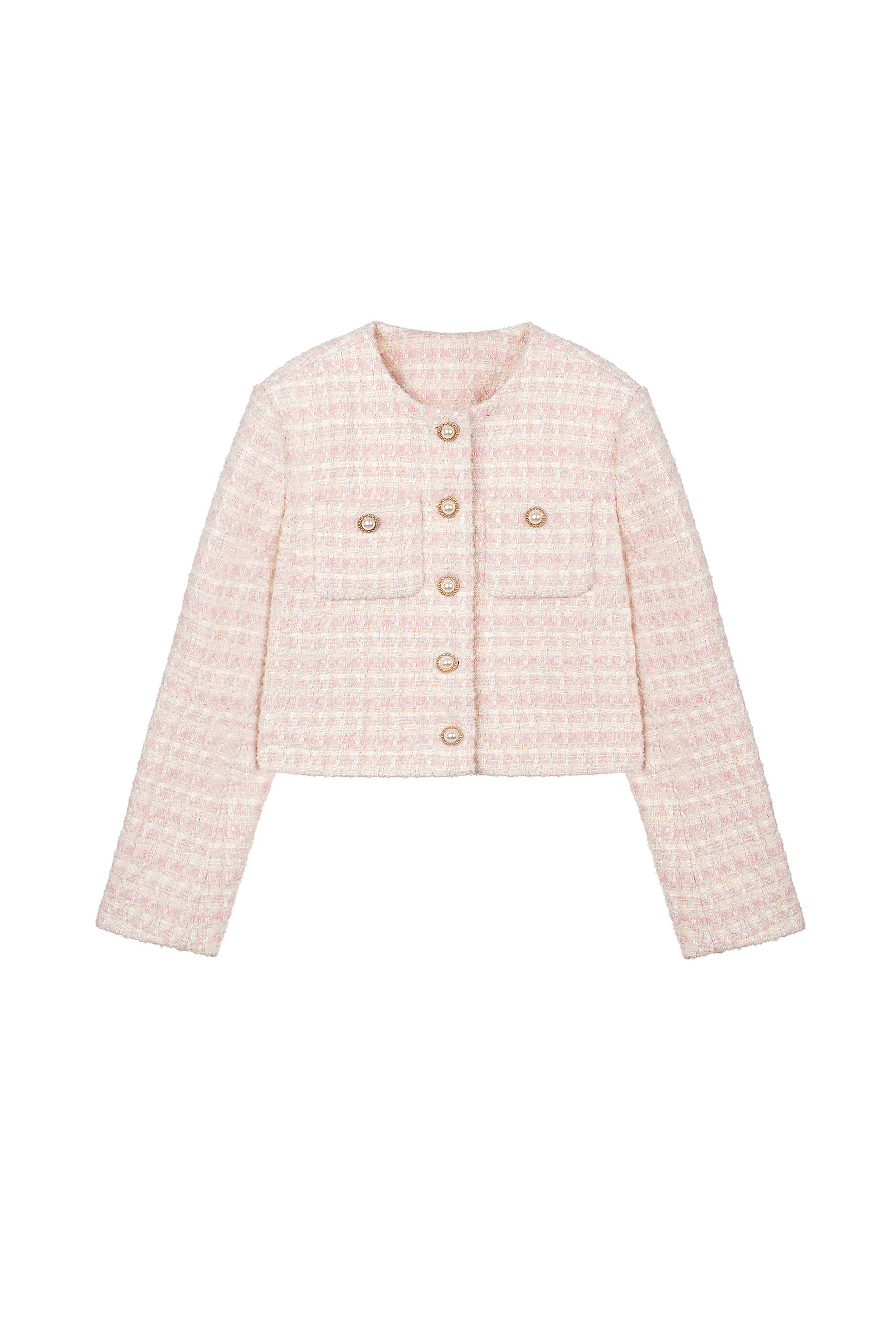 Marché Houndtooth Tweed JK Baby Pink