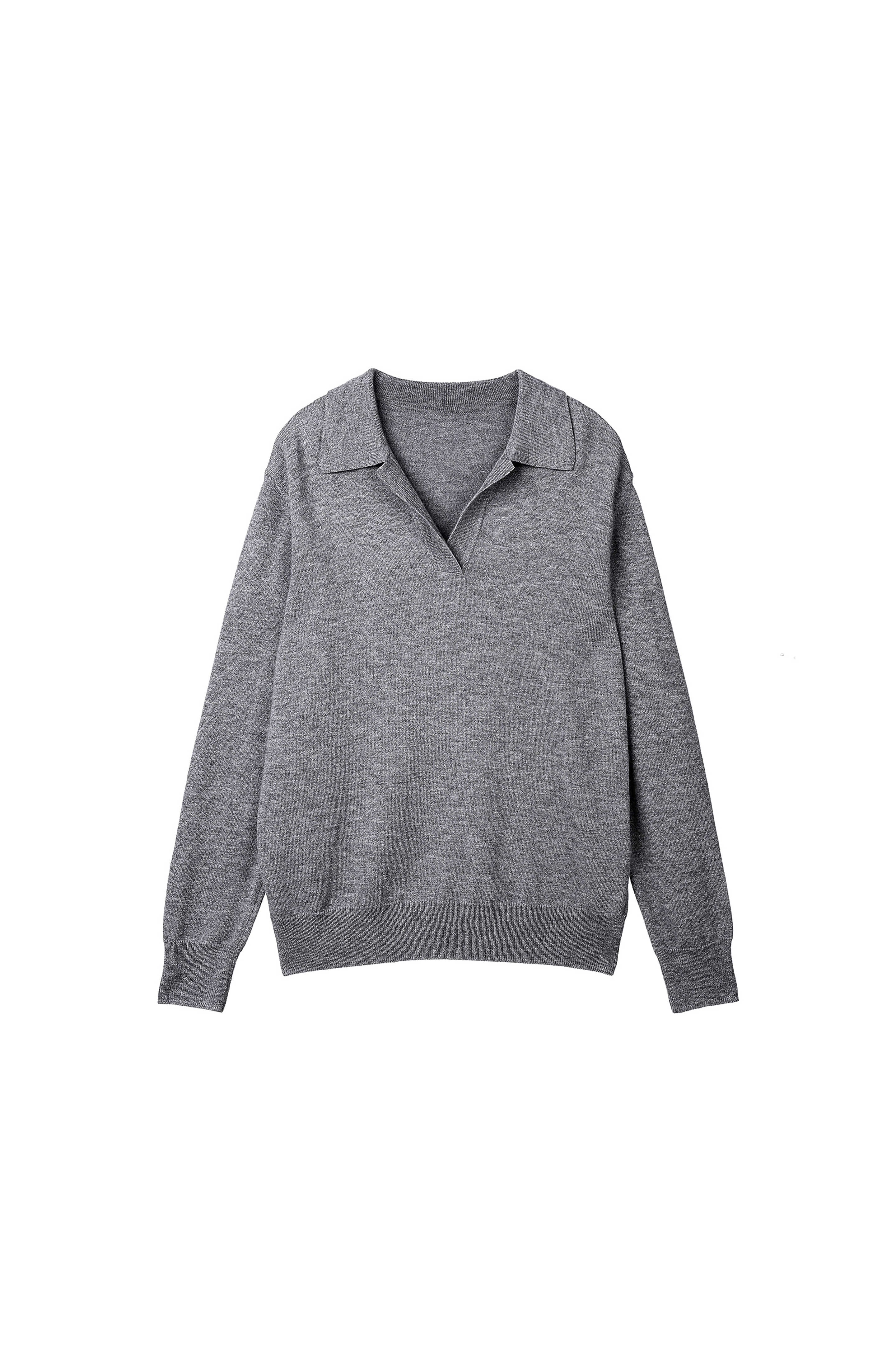 3rd) Knitted Collar Pull-over M.Grey
